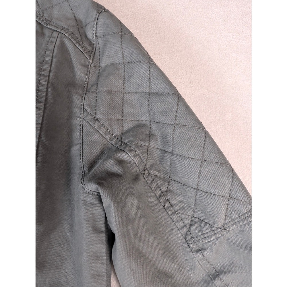 Gap Moto Jacket Women's Asymmetrical Zip Quilted Cotton Twill Olive Green Size 4 - Picture 8 of 9